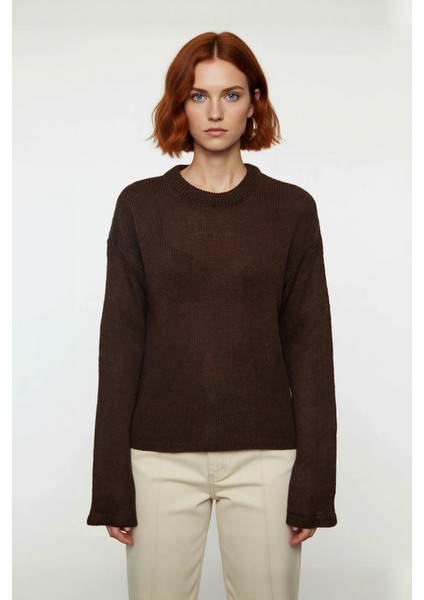 Kadın Oversize Akrilik Triko Kazak Geniş Ispanyol Kol Detaylı Bisiklet Yaka Günlük Konfor Kaliteli fiyatları