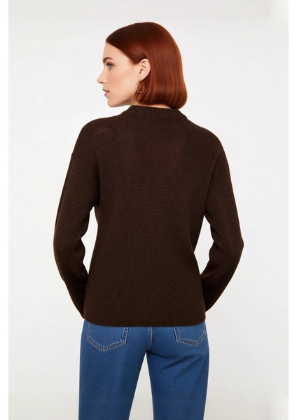 Kadın Oversize Akrilik Triko Kazak Geniş Ispanyol Kol Detaylı Bisiklet Yaka Günlük Konfor Kaliteli modelleri