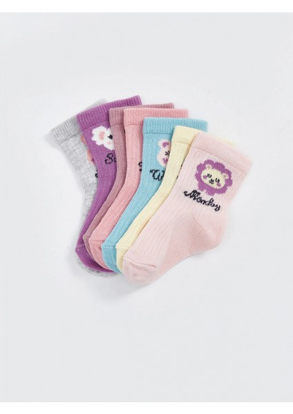 Lcw Baby Pembe Baskılı Kız Bebek Soket Çorap 7'li fiyatları
