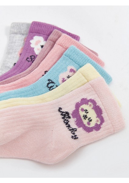 Lcw Baby Pembe Baskılı Kız Bebek Soket Çorap 7'li modelleri