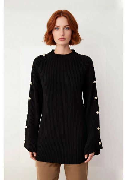 Kadın Uzun Kollu Regular Fit Triko Kazak Bisiklet Yaka Selanik Dokuma Ispanyol Kol Detaylarıyla fiyatları