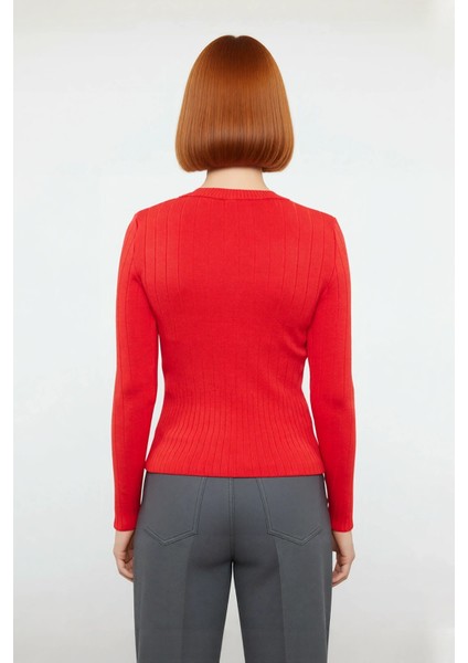 Kadın Uzun Kollu Basic Fitted Bisiklet Yaka Triko Kazak Ilkbahar Sonbahar Günlerine Şıklık Katıyor modelleri