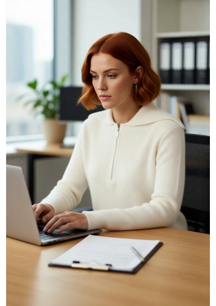 Kadın Orta Kalınlık Akrilik Karışımlı Selanik Dokuma Polo Yaka Triko Kazak Günlük Kullanım