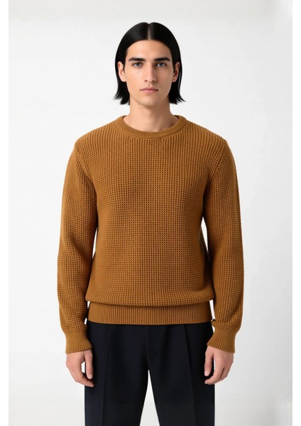 Erkek Regular Kesim Bisiklet Yaka Dokulu Triko Kazak Soğuk Havalarda Konforlu Stil Kaliteli fiyatları