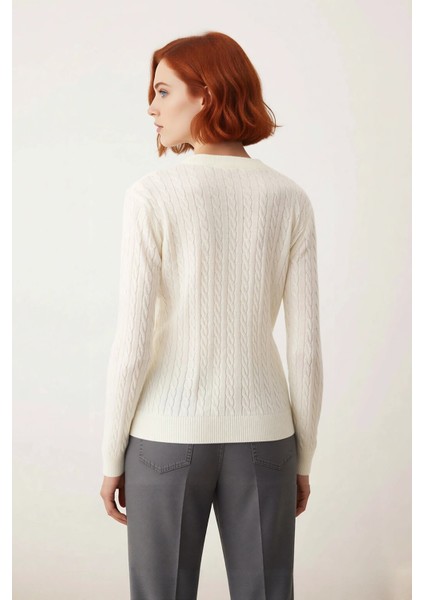 Kadın Casual Bisiklet Yaka Saç Örgü Desenli Uzun Kollu Akrilik Triko Kazak At Nakışlı Kaliteli modelleri