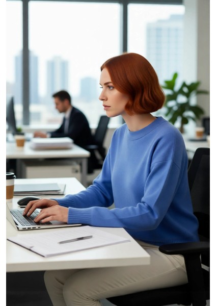 Kadın Koyu Kırmızı Konforlu Oversize Triko Bisiklet Yaka Düşük Kol Kış Gardırobu Için Kazak