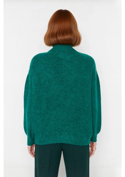 Kadın Oversize Rahat Kesim Düşük Kol Fermuarlı Dik Yaka Triko Selanik Örgü Uzun Kollu Kazak modelleri