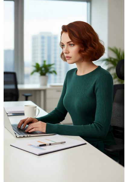 Kadın Basic Fitted Triko Kazak Bisiklet Yaka Ince Yapısıyla Sonbahar Ilkbahar Şıklığı Sunar