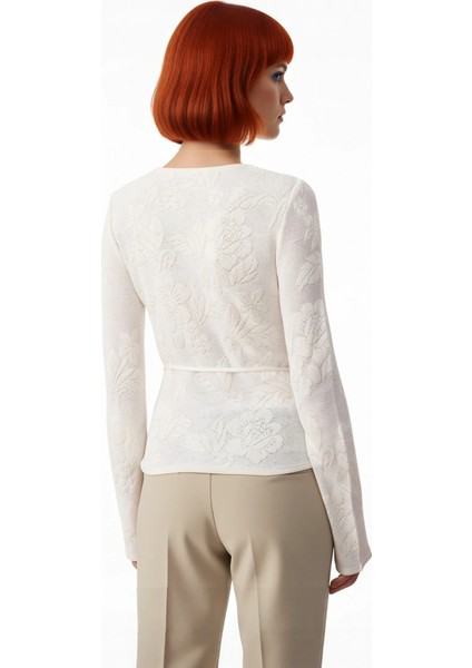 Kadın Uzun Kollu Fitted Triko Kazak Ilkbahar Sonbahar Için Çiçek Desenli Zarif Günlük Seçim modelleri