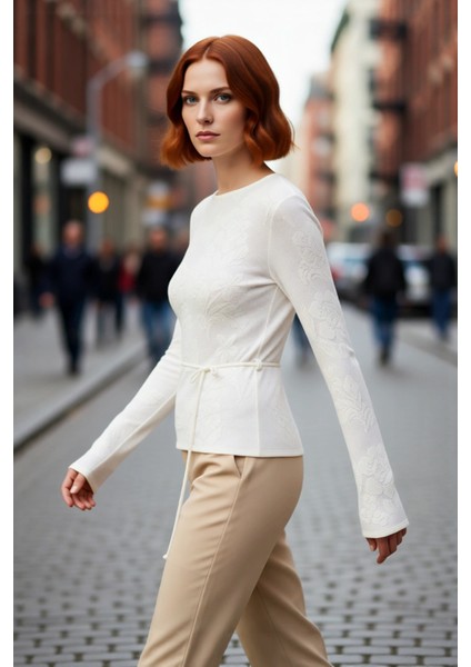 Kadın Uzun Kollu Fitted Triko Kazak Ilkbahar Sonbahar Için Çiçek Desenli Zarif Günlük Seçim fırsatları