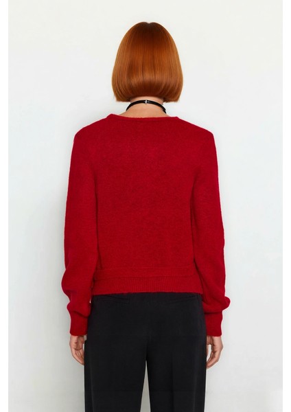 Kadınlara Özel Kruvaze Yaka Triko Kazak Regular Kalıp Günlük Konforlu Şık Basic Tasarım Kaliteli fiyatları