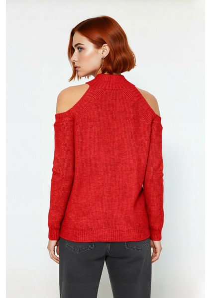 Kadın Sim Detaylı Dik Yaka Regular Kalıp Reglan Kol Triko Omuz Kesimli Soğuk Hava Kazağı Kaliteli fiyatları