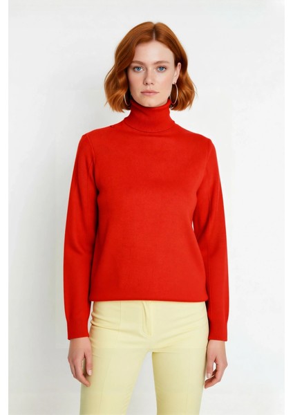 Kadın Günlük Akrilik Oversize Balıkçı Yaka Triko Kazak Konforlu ve Şık Kış Kombinleri Kaliteli