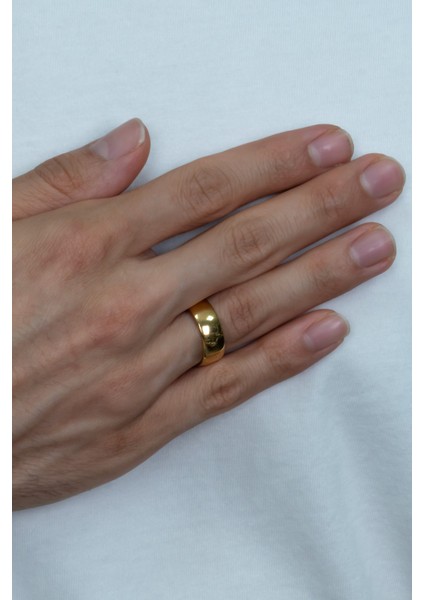 Unisex 8mm Geniş Bombeli Erkek Kadın Çelik Alyans Yüzük cl19