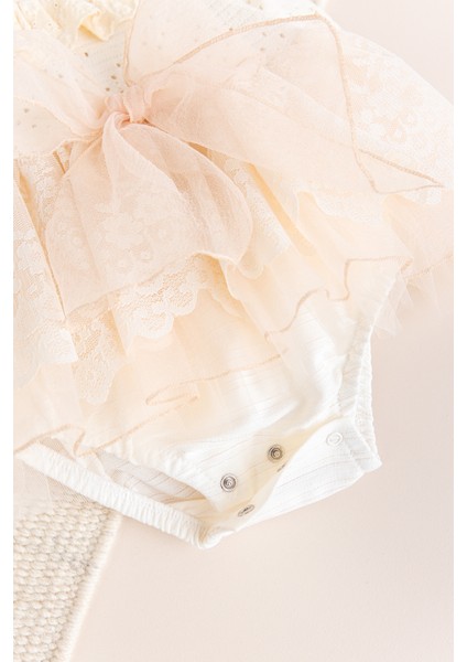 Güpürlü Bandanalı Triko Şık Kız Bebek Elbise Tulum modelleri