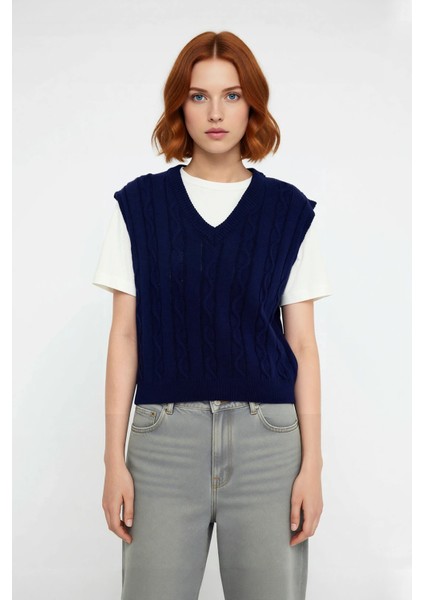 Genç Kızlar Için Regular Kalıp V Yaka Saç Örgü Triko Crop Süveter Ilkbahar Sonbahar Trendi fiyatları