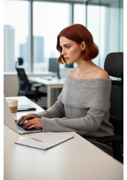 Kadın Dokulu Carmen Yaka Triko Kazak Regular Kalıp Uzun Kol Kış Günleri Için Konforlu Stil