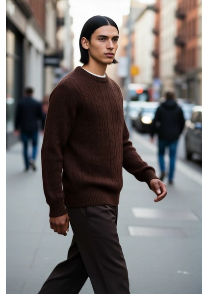 Erkek Regular Kalıp Bisiklet Yaka Dokulu Triko Kazak Soğuk Havalarda Sıcak Tutan Şıklık Kaliteli modelleri