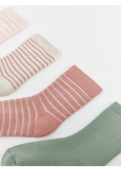 Lcw Baby Pembe Çizgili Kız Bebek Soket Çorap 4'lü modelleri