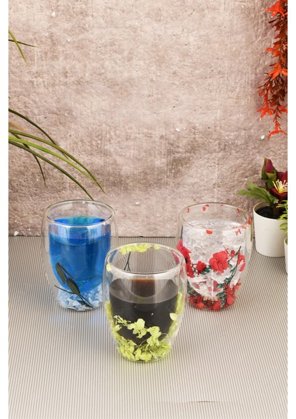 Çift Camlı Cidarlı Bardak 350ML Çiçek Dekorlu Isıya Dayanıklı Bardak indirimleri