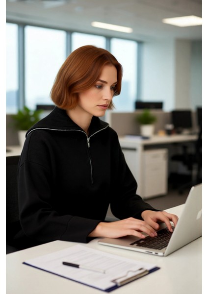 Kadın Oversize Yumuşak Dokulu Triko Kazak Dik Yaka Fermuarlı Düşük Kol Rahat Ramadan Koleksiyonu fırsatları