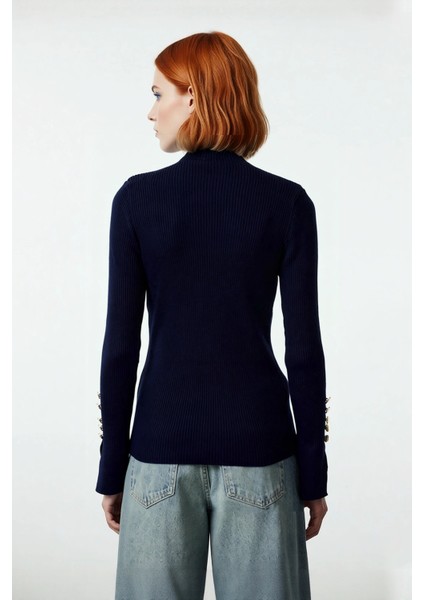 Kadınlar Için Dik Yaka Uzun Kollu Fitilli Dokuma Fitted Kesim Triko Kazak Günlük Giyim Kaliteli fiyatları