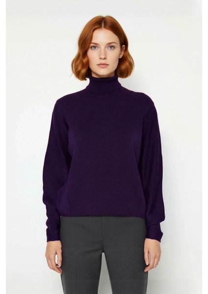 Kadın Günlük Akrilik Oversize Balıkçı Yaka Triko Kazak Konforlu ve Şık Kış Kombinleri Kaliteli