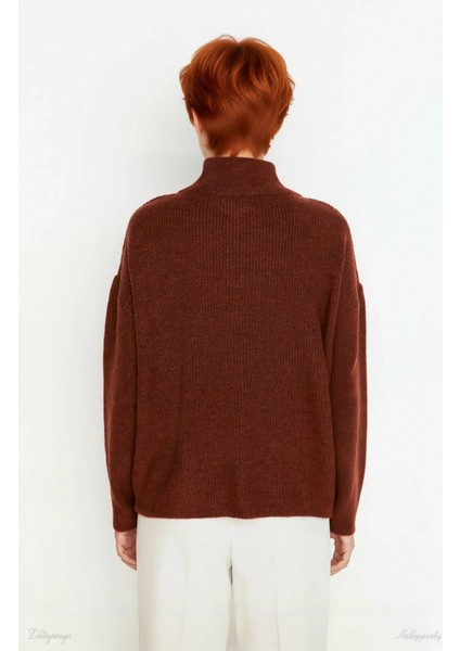 Kadın Oversize Rahat Kesim Düşük Kol Fermuarlı Dik Yaka Triko Selanik Örgü Uzun Kollu Kazak modelleri