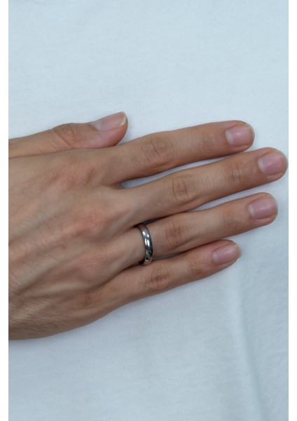 Unisex 4mm İnce Bombeli Erkek Kadın Çelik Alyans Yüzük cl18