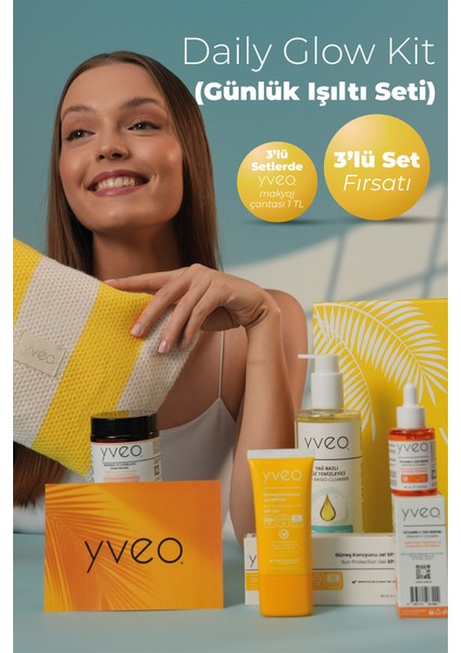 Daily Glow 3 Lü Set – Anti Aging Jel, Güneş Jeli, Temizleme Yağı fiyatları
