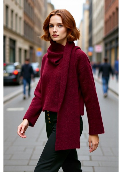 Kadın Rahat Şal Yaka Düşük Kol Kalın Triko Kazak Gri Kış Sezonu Crop Boy Günlük Kullanım Kaliteli fırsatları