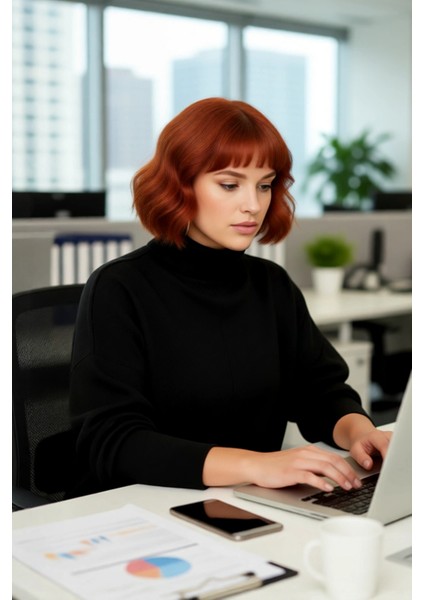 Kadın Uzun Boy Triko Dik Yaka Düşük Kol Rahat Kalıp Büyük Beden Yanları Yırtmaçlı Kazak Kış