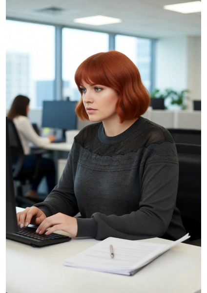 Kadın Zarif Antrasit Bisiklet Yaka Triko Kazak Saç Örgü Tül Omuz Detaylı Kış Stilinde Rahat ve Şık