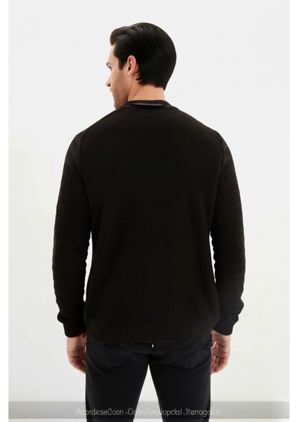 Erkek Uzun Kollu Fitted Kesim Basic Dokulu Triko Kazak Soğuk Havalarda Tarz Sahibi Görünüm modelleri