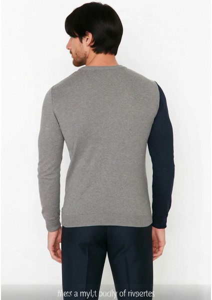 Erkekler Için Casual Günlük Giyim Bisiklet Yaka Renk Bloklu Fitted Kalıp Uzun Kollu Kazak Kaliteli modelleri