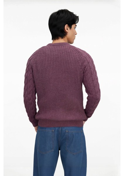 Unisex Basic Regular Kalıp Bisiklet Yaka Saç Örgü Desenli Kalın Triko Kazak Kışlık Şıklık Kaliteli modelleri