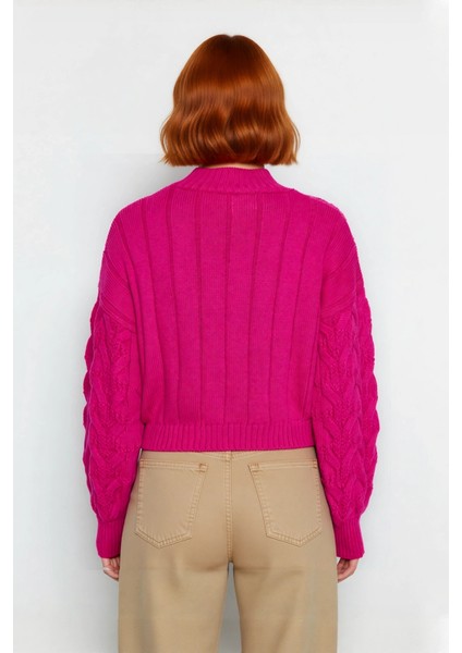 Kadın Basic Oversize Saç Örgü Dik Yaka Crop Triko Kazak Soğuk Havalar Için Modern Stil Kaliteli modelleri
