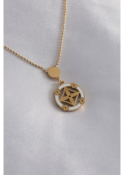 316L Çelik Gold Renk Çiçek Figür Kadın Kolye - Lisinya