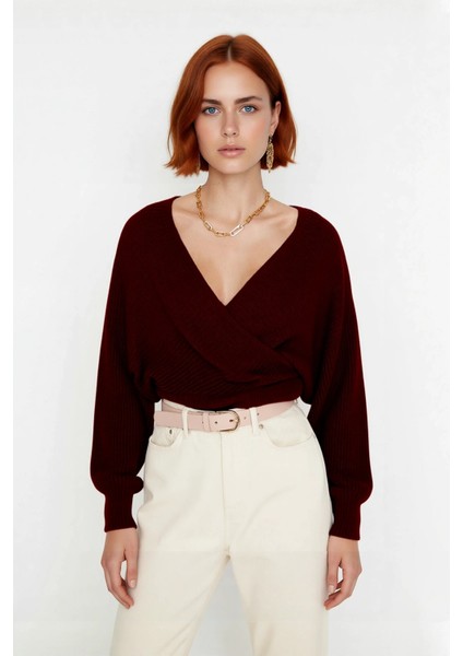 Kadın Casual V Yaka Kruvaze Triko Kazak Regular Kalıp Tek Plaka Dokuma Rahat Kışlık Seçim Kaliteli fiyatları