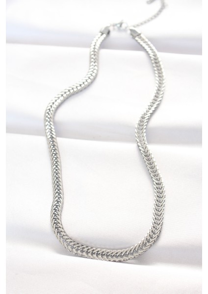 316L Çelik Silver Renk Balık Sırtı Zincir Kolye - Lisinya fiyatları