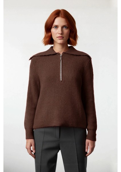 Kadın Orta Kalınlık Akrilik Karışımlı Selanik Dokuma Polo Yaka Triko Kazak Günlük Kullanım fiyatları