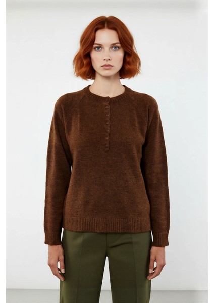 Kadın Triko Kazak Düğmeli Bisiklet Yaka Reglan Kol Orta Kalınlık Kış Mevsimi Için Casual Şıklık fiyatları