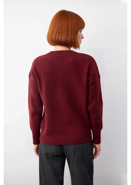 Kadın Casual Günlük Bisiklet Yaka Oversize Düşük Kol Triko Kazak Rahat ve Şık Bir Parça Kaliteli modelleri