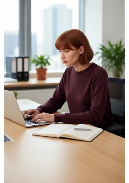 Kadın Düz Bisiklet Yaka Ekru Triko Kazak Regular Kalıbı ile Kışa Özel Şık ve Konforlu Kaliteli