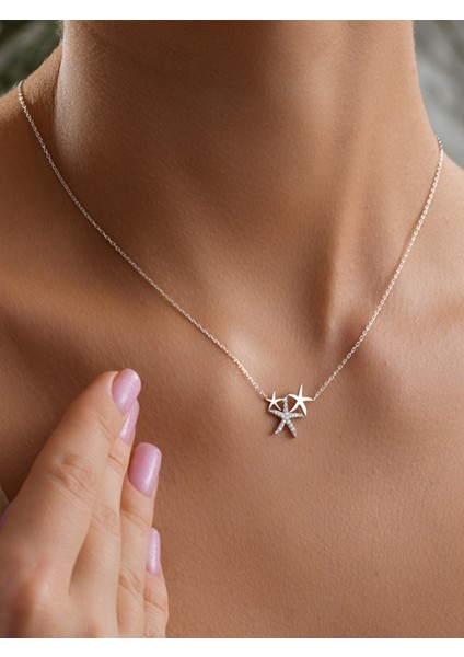 925 Gümüş Rodyum Kaplama Deniz Yıldızı Kolye modelleri