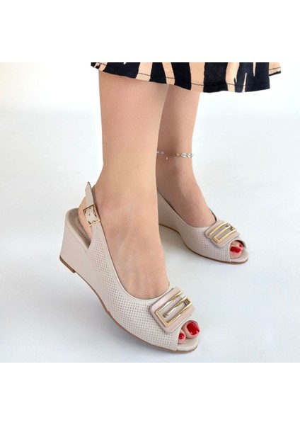 Mamba Bej Cilt Dolgu Topuk Ayakkabı - Lisinya fırsatları