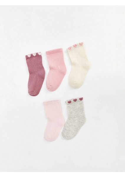 Lcw Baby Pembe Basic Kız Bebek Soket Çorap 5'li