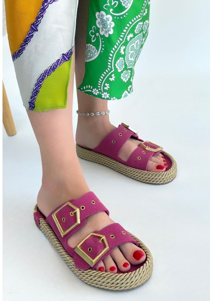 Loera Pemba Nubuk Çift Tokalı Terlik - Lisinya fiyatları