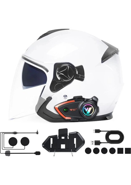 Yeni Model Y80-2X Motosiklet Intercom 2 Kişilik Bağlantı Rgb Işıklı Bluetooth Kulaklık Seti ( Lisinya ) fırsatları