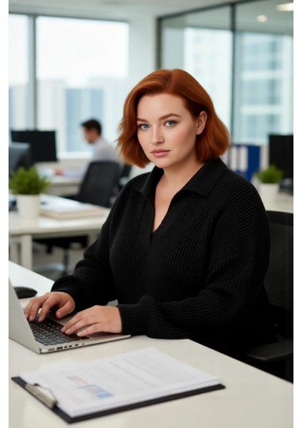 Kadın Relaxed Kalıp Selanik Örgü Polo Yaka Kalın Akrilik Triko Kazak Günlük Şıklık Sunar Kaliteli modelleri